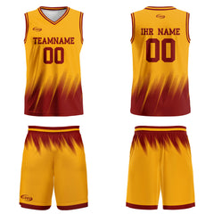 Benutzerdefinierter Gelb Rot Basketball Jersey Uniform Anzug gedruckt Ihr Logo Name Nummer