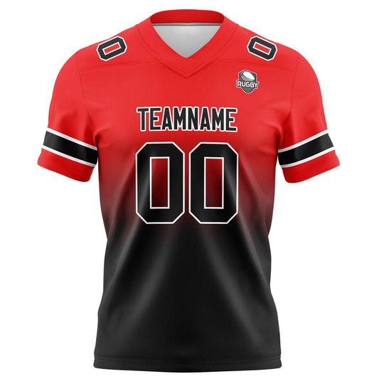 Benutzerdefinierte Rot & Schwarz Gradient Fußball Trikots Personalisierter Name Nummer Logo