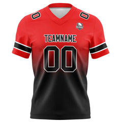 Benutzerdefinierte Rot & Schwarz Gradient Fußball Trikots Personalisierter Name Nummer Logo