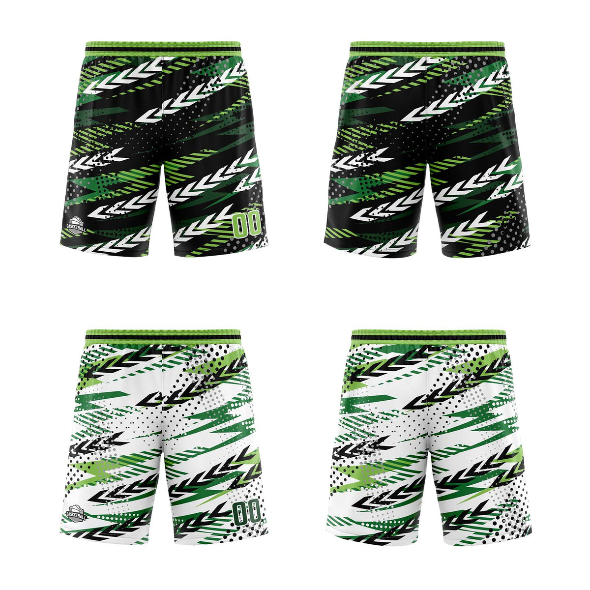 Benutzerdefinierte Schwarz Dunkelgrün Reversible Basketball Jersey Personalisierte Print Name Nummer Logo