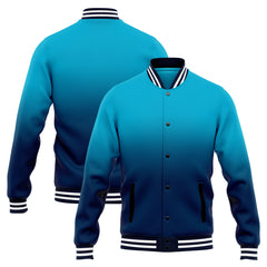 Benutzerdefinierte Verlauf Varsity-Jacke. Letterman-Jacke Aqua Dunkelblau