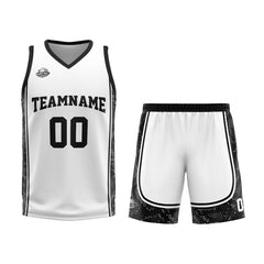 Benutzerdefinierter Weiß Schwarz Basketball Jersey Uniform Anzug gedruckt Ihr Logo Name Nummer