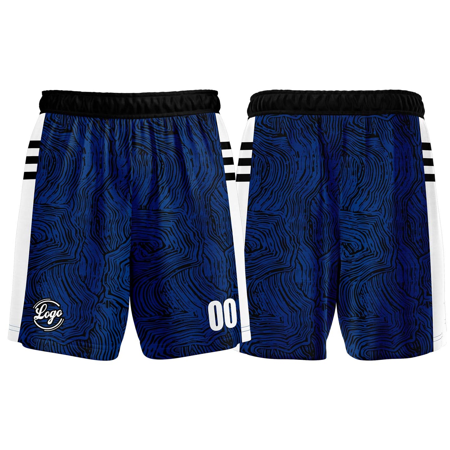 Benutzerdefinierter Schwarz Blau Basketball Jersey Uniform Anzug gedruckt Ihr Logo Name Nummer
