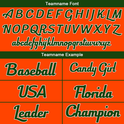 Benutzerdefinierte Authentisch Baseball-Trikot Orange-Dunkelgrün