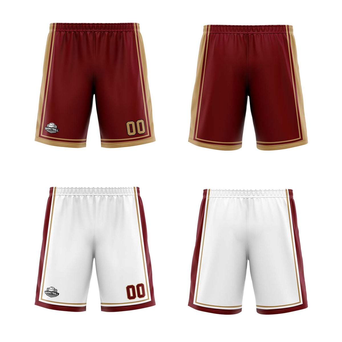 Benutzerdefinierte Wein Gold Reversible Basketball Jersey Personalisierte Print Name Nummer Logo