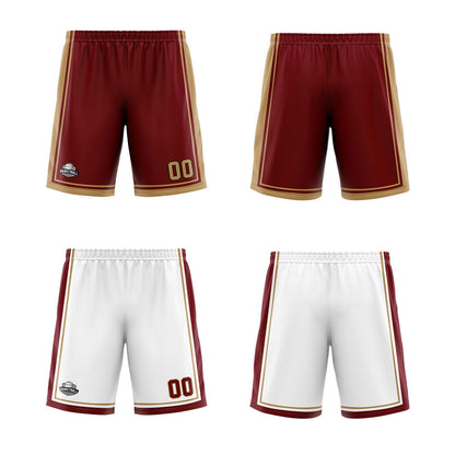 Benutzerdefinierte Wein Gold Reversible Basketball Jersey Personalisierte Print Name Nummer Logo