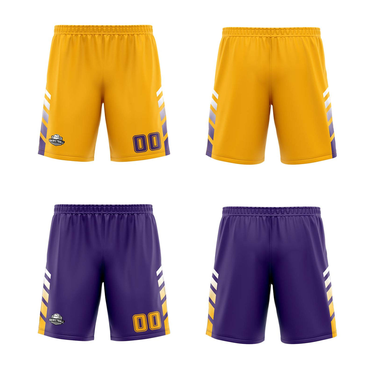 Benutzerdefinierte Orange Violett Weiß Reversible Basketball Jersey Personalisierte Print Name Nummer Logo