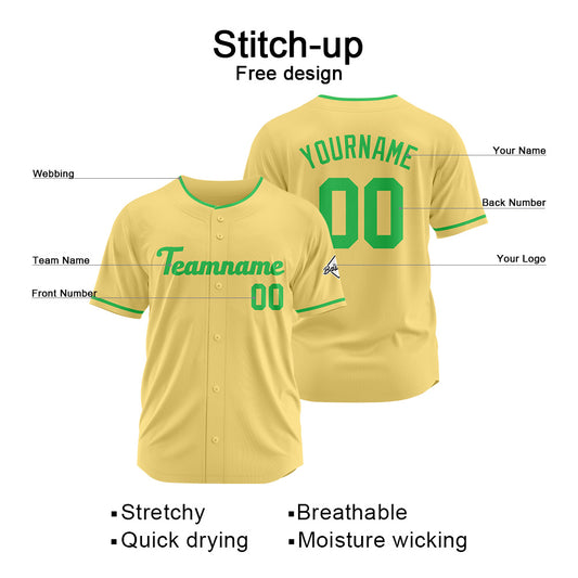 Benutzerdefinierte Authentisch Baseball-Trikot Gold-Grün
