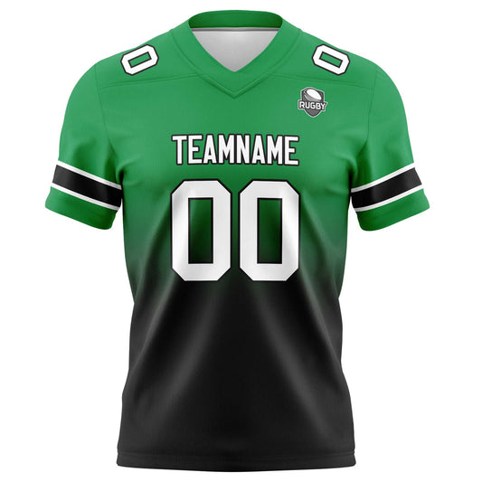 Benutzerdefinierte Grün Schwarz Gradient Fußball Trikots Personalisierter Name Nummer Logo