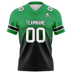 Benutzerdefinierte Grün Schwarz Gradient Fußball Trikots Personalisierter Name Nummer Logo
