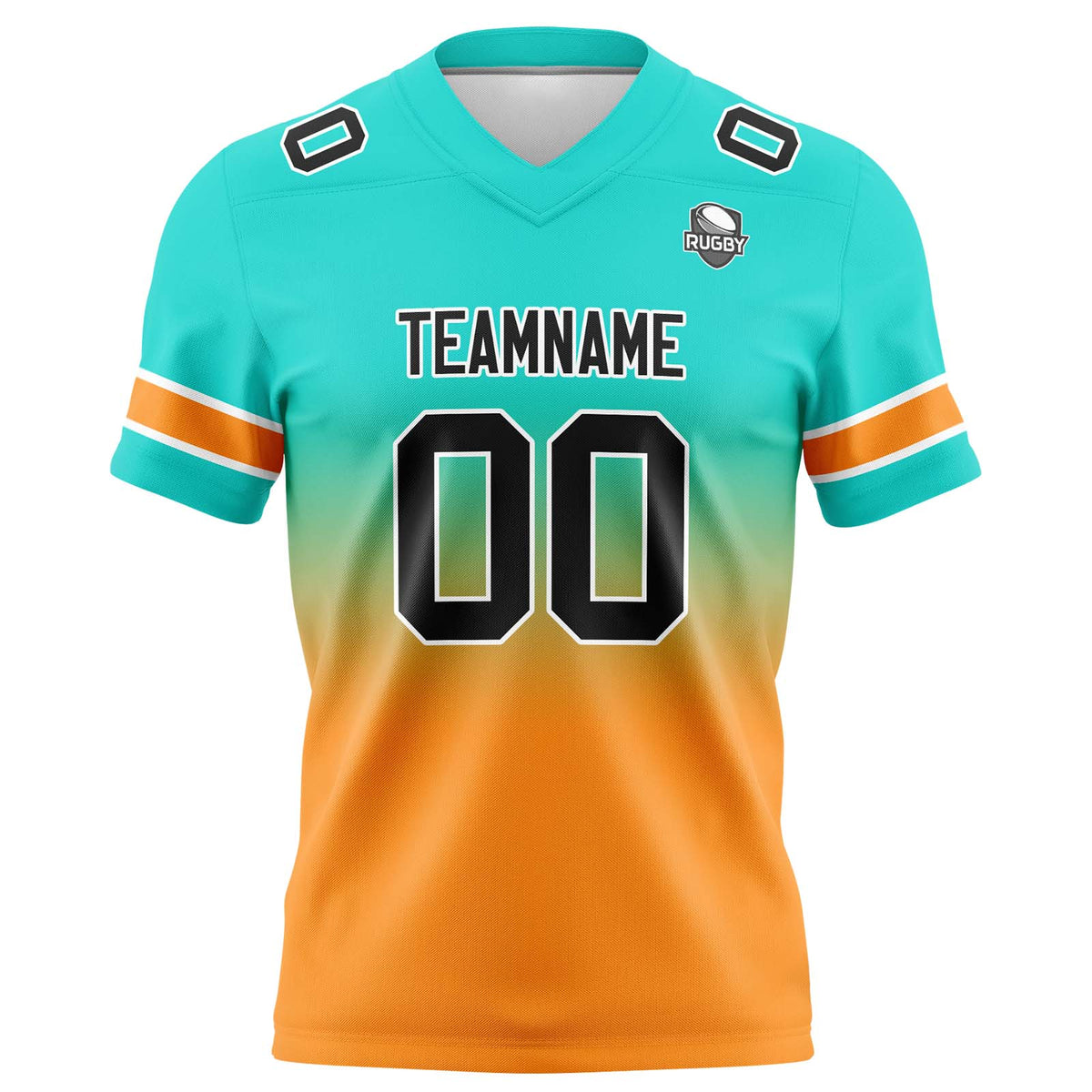 Benutzerdefinierte Gradient Fußball Trikots Personalisierte Name Nummer Logo Teal&Orange