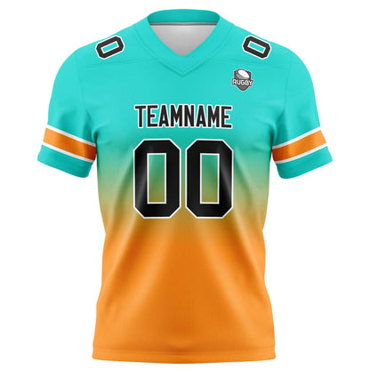 Benutzerdefinierte Gradient Fußball Trikots Personalisierte Name Nummer Logo Teal&Orange