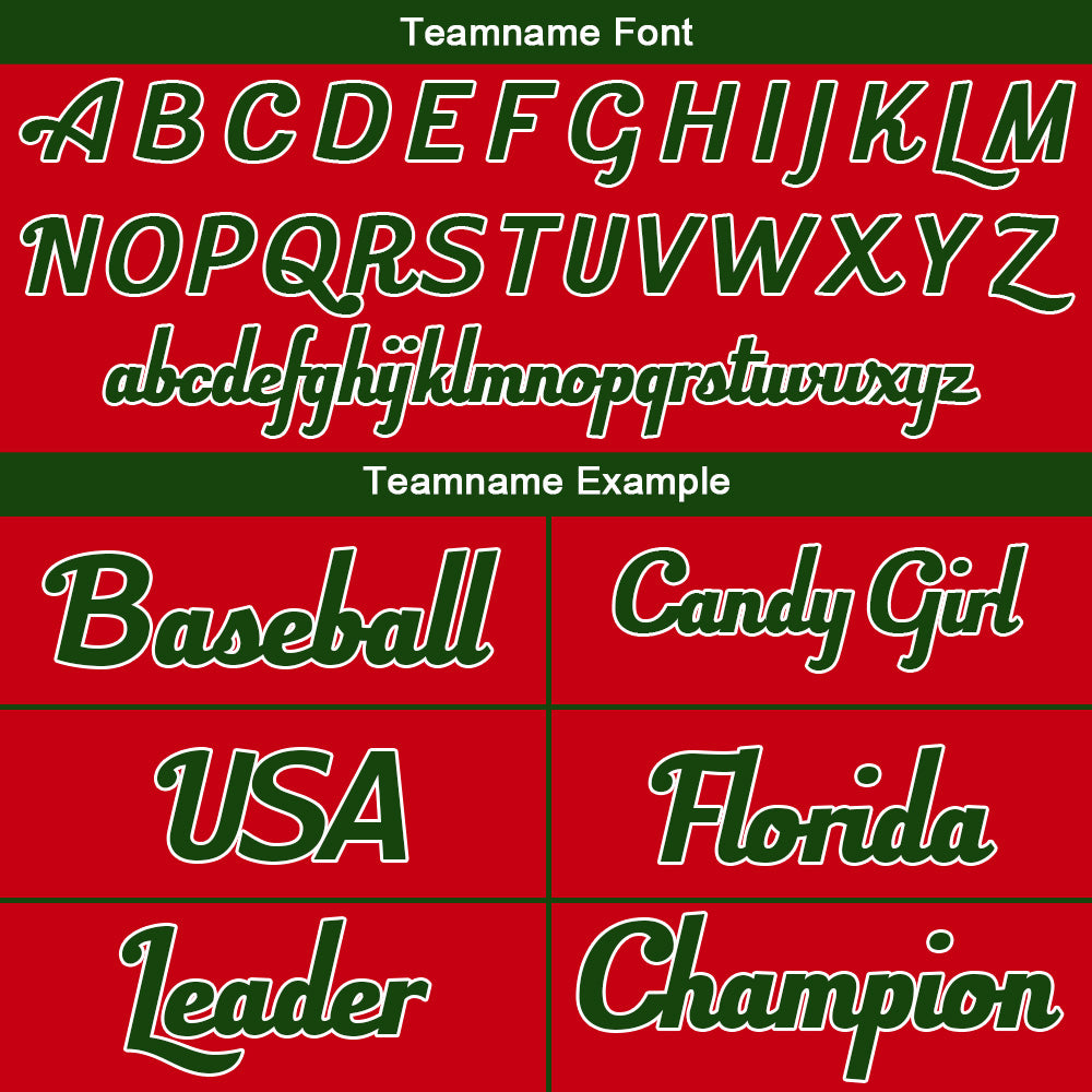 Benutzerdefinierte Authentisch Baseball-Trikot Rot-Dunkelgrün