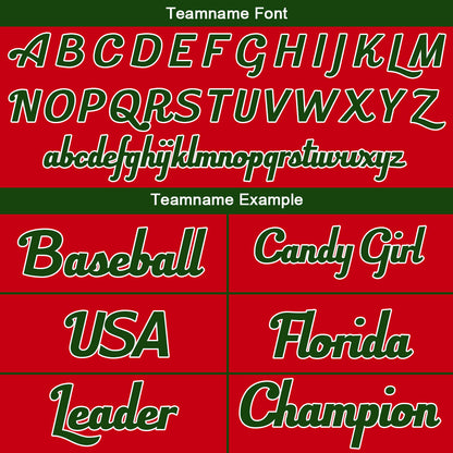 Benutzerdefinierte Authentisch Baseball-Trikot Rot-Dunkelgrün
