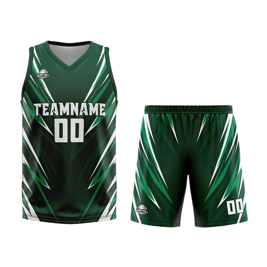 Benutzerdefinierter Drak Grün Basketball Jersey Uniform Anzug gedruckt Ihr Logo Name Nummer