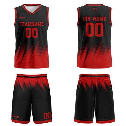 Benutzerdefinierter Schwarz Rot Basketball Jersey Uniform Anzug gedruckt Ihr Logo Name Nummer