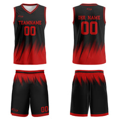 Benutzerdefinierter Schwarz Rot Basketball Jersey Uniform Anzug gedruckt Ihr Logo Name Nummer