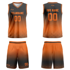 Benutzerdefinierter Grau Orange Farbverlauf Basketball Jersey Uniform Anzug gedruckt Ihr Logo Name Nummer