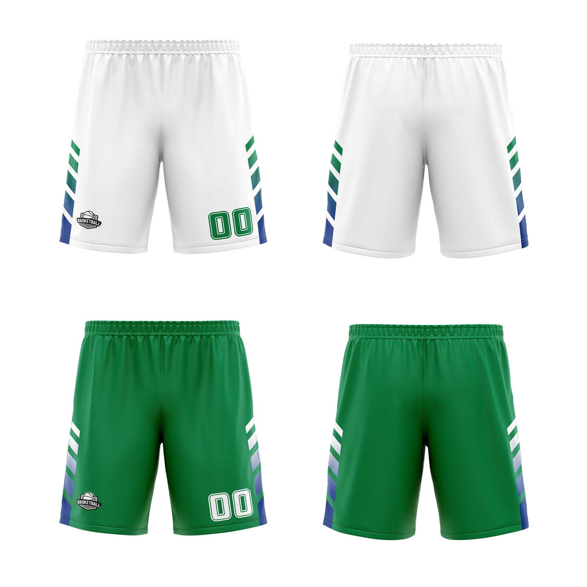 Benutzerdefinierte Weiß Grün Reversible Basketball Jersey Personalisierte Print Name Nummer Logo