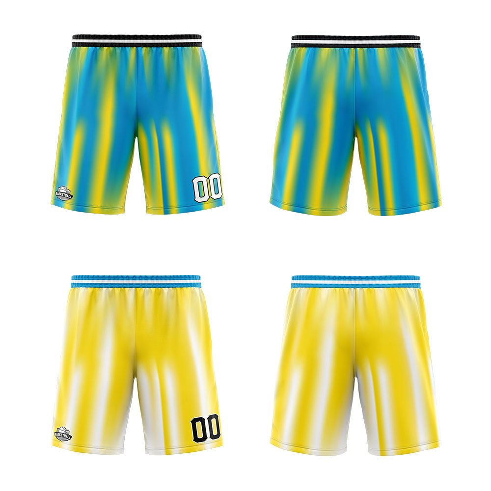 Benutzerdefinierte Reversible Basketball Jersey Personalisierte Print Name Nummer Logo Hellblau&Gelb