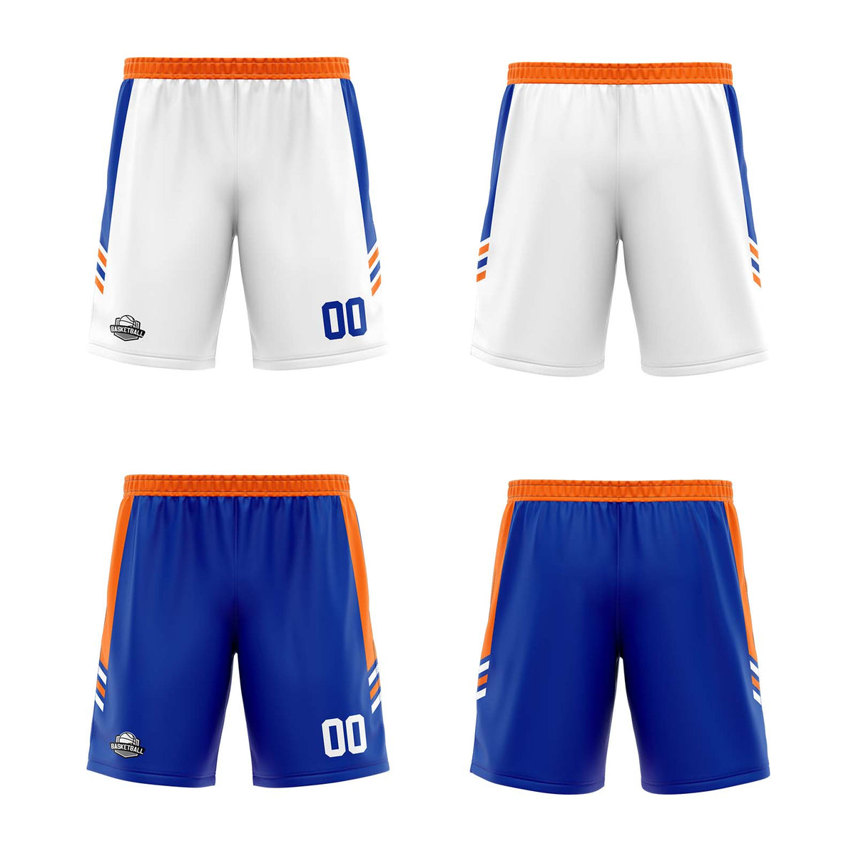 Benutzerdefinierte Orange Royal Reversible Basketball Jersey Personalisierte Print Name Nummer Logo