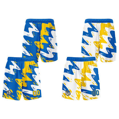 Benutzerdefinierte Blau Gelb Reversible Basketball Jersey Personalisierte Print Name Nummer Logo