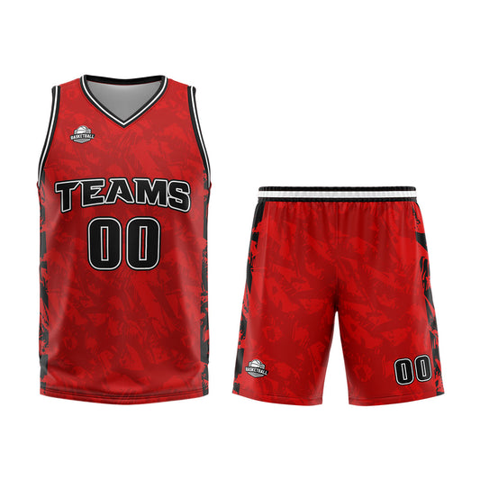 Benutzerdefinierter Rot Basketball Jersey Uniform Anzug gedruckt Ihr Logo Name Nummer