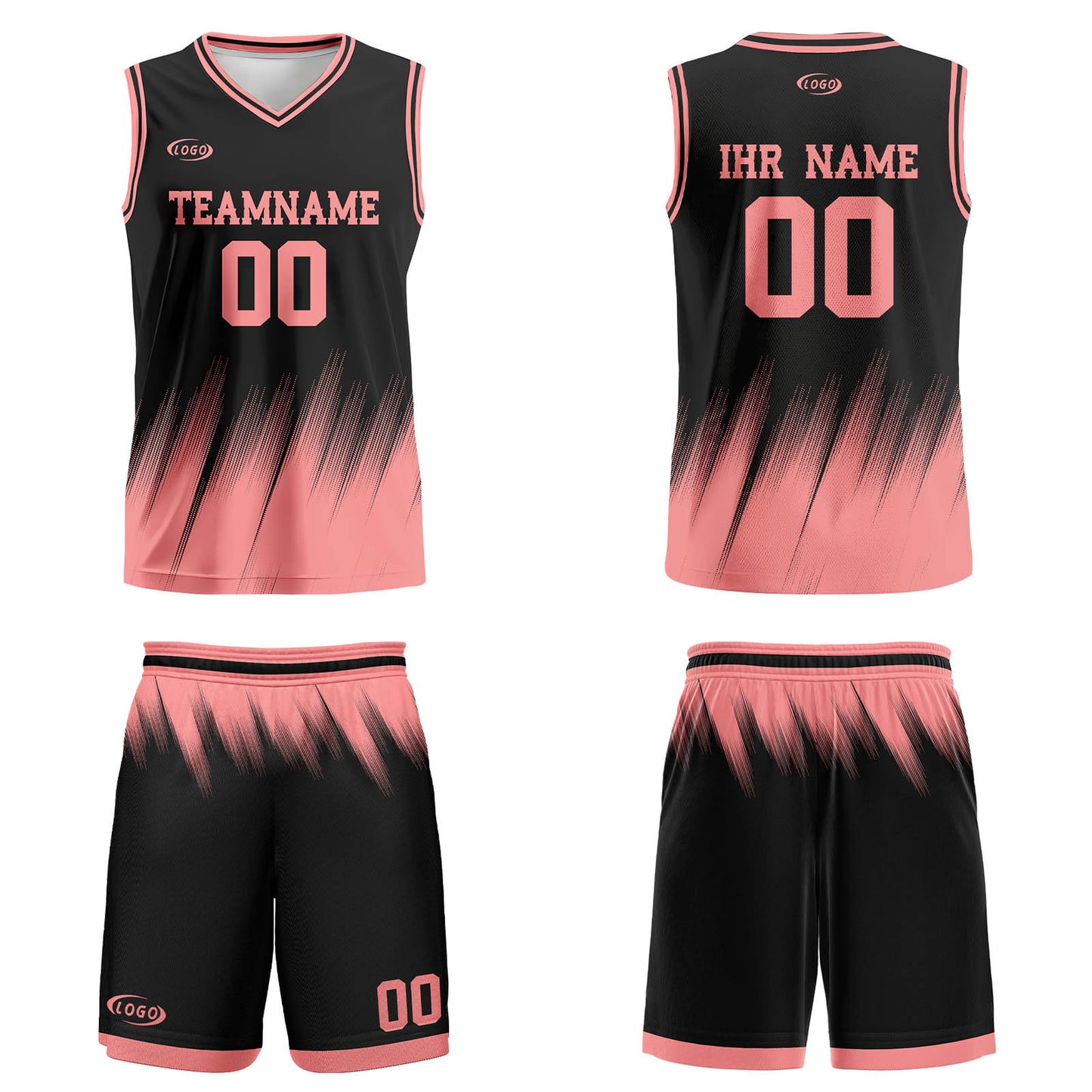 Benutzerdefinierter Schwarz Pink Basketball Jersey Uniform Anzug gedruckt Ihr Logo Name Nummer