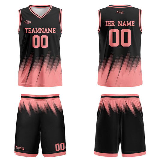 Benutzerdefinierter Schwarz Pink Basketball Jersey Uniform Anzug gedruckt Ihr Logo Name Nummer