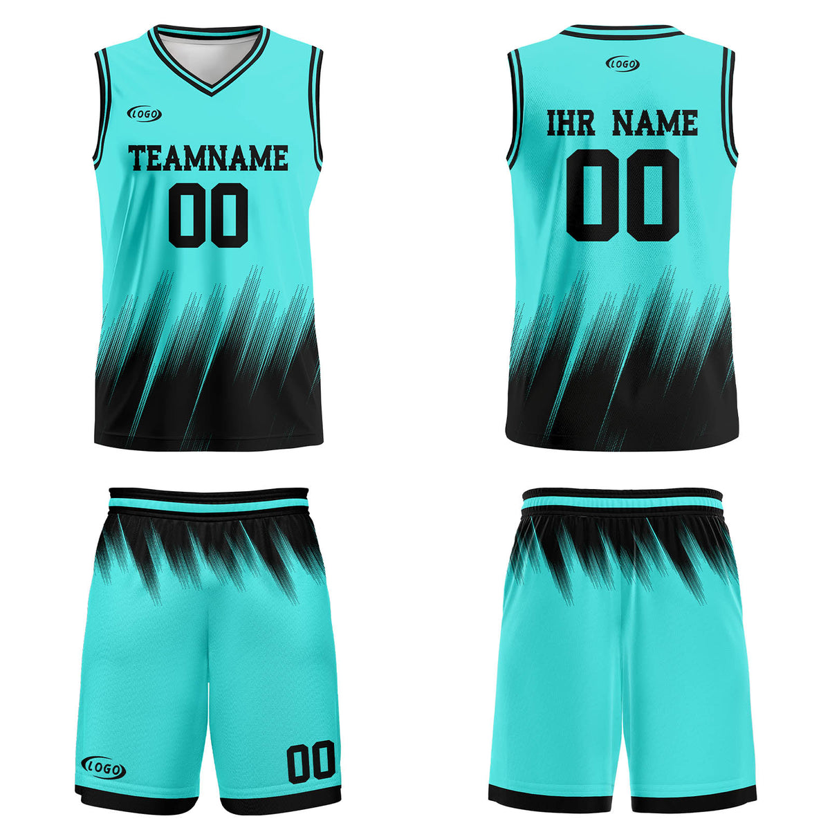 Benutzerdefinierter Petrol Schwarz Basketball Jersey Uniform Anzug gedruckt Ihr Logo Name Nummer