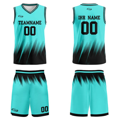 Benutzerdefinierter Petrol Schwarz Basketball Jersey Uniform Anzug gedruckt Ihr Logo Name Nummer
