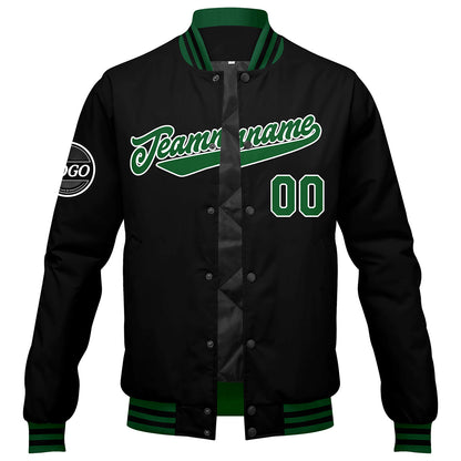 Benutzerdefinierte Verlauf Varsity-Jacke. Letterman-Jacke Grün Schwarz