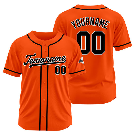 Benutzerdefinierte Authentisch Baseball-Trikot Orange-Schwarz