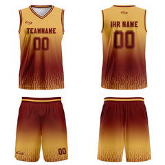 Benutzerdefinierter Braun Farbverlauf Basketball Jersey Uniform Anzug gedruckt Ihr Logo Name Nummer