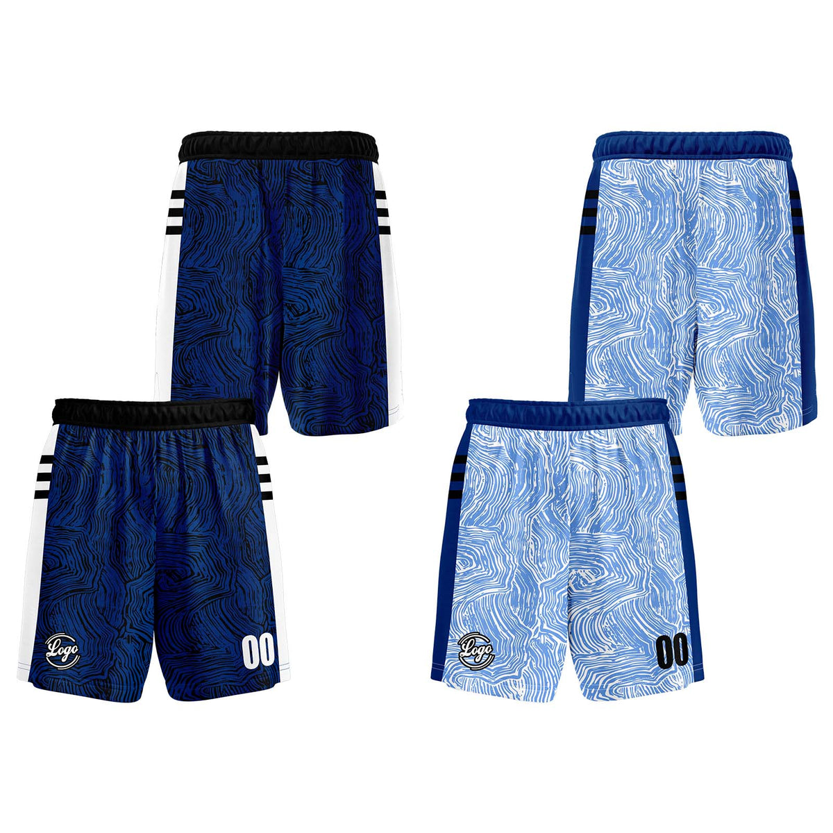 Benutzerdefinierte Schwarz Blau Reversible Basketball Jersey Personalisierte Print Name Nummer Logo