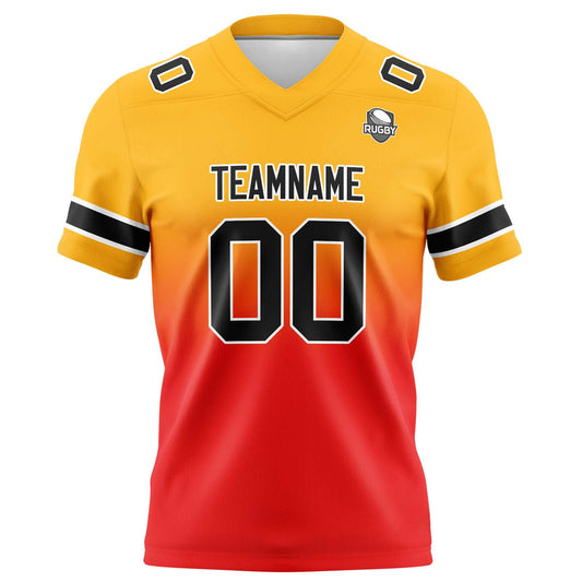 Benutzerdefinierte Hellorange Rot Gradient Fußball Trikots Personalisierter Name Nummer Logo