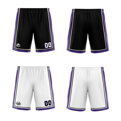 Benutzerdefinierte Schwarz Weiß Lila Reversible Basketball Jersey Personalisierte Print Name Nummer Logo