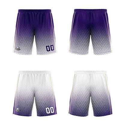 Benutzerdefinierte Lila Weiß Reversible Basketball Jersey Personalisierte Print Name Nummer Logo