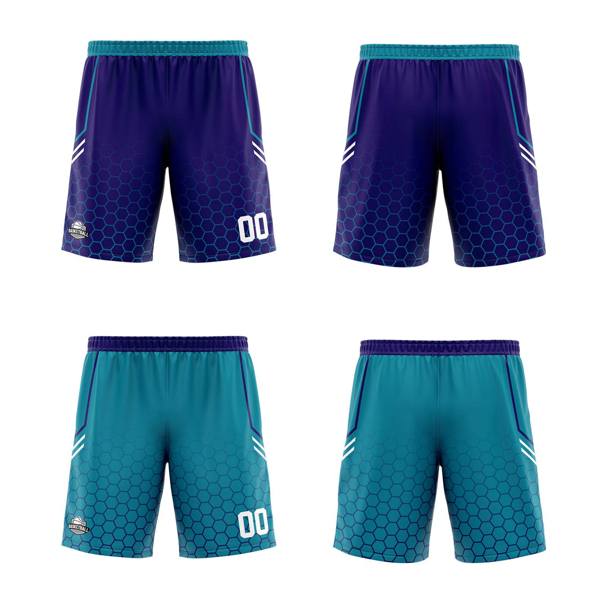 Benutzerdefinierte Lila Teal Reversible Basketball Jersey Personalisierte Print Name Nummer Logo
