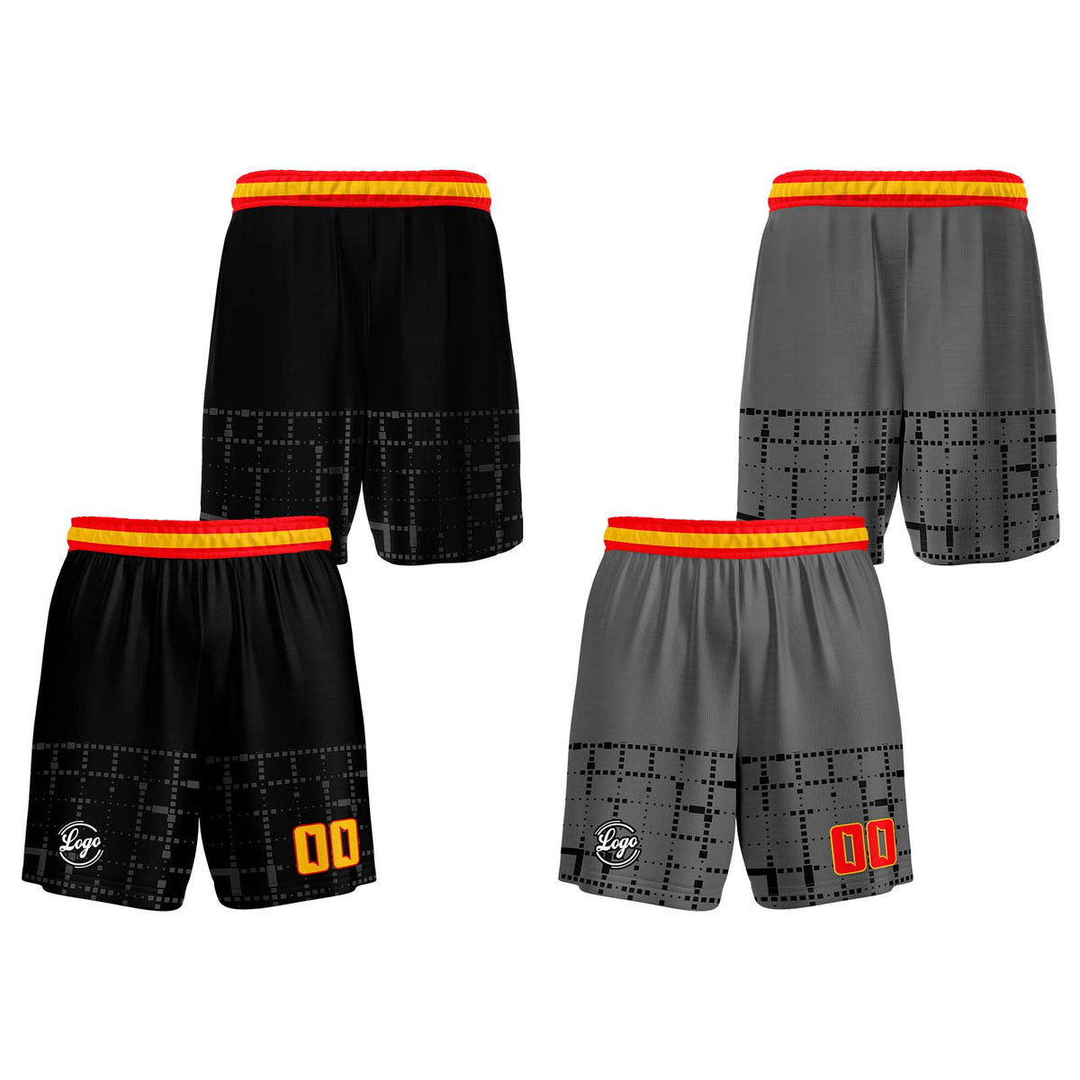 Benutzerdefinierte Schwarz Rot Orange Reversible Basketball Jersey Personalisierte Print Name Nummer Logo