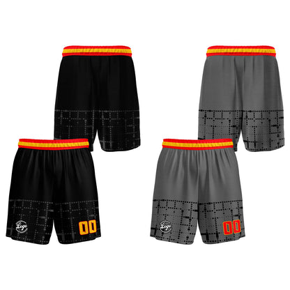 Benutzerdefinierte Schwarz Rot Orange Reversible Basketball Jersey Personalisierte Print Name Nummer Logo