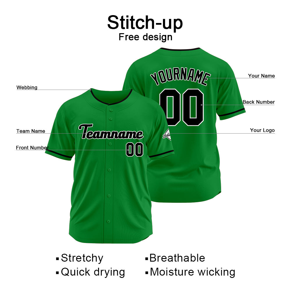 Benutzerdefinierte Authentisch Baseball-Trikot Kelly Grün-Schwarz