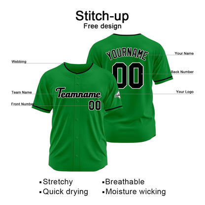 Benutzerdefinierte Authentisch Baseball-Trikot Kelly Grün-Schwarz