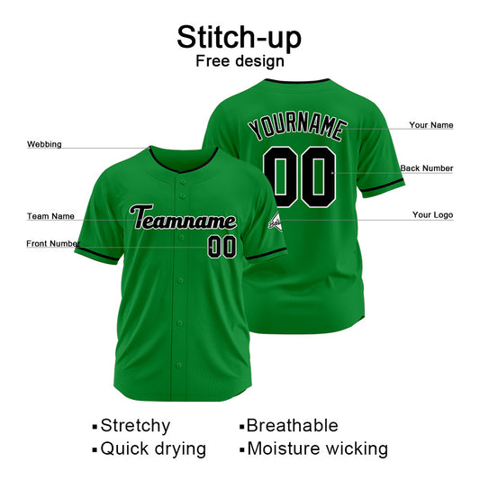 Benutzerdefinierte Authentisch Baseball-Trikot Kelly Grün-Schwarz