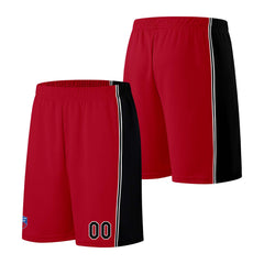 Individuelle Basketball-Jersey-Shorts für Männer und Frauen. Gestickter und gedruckter Name, Nummer und Logo Rot&Schwarz