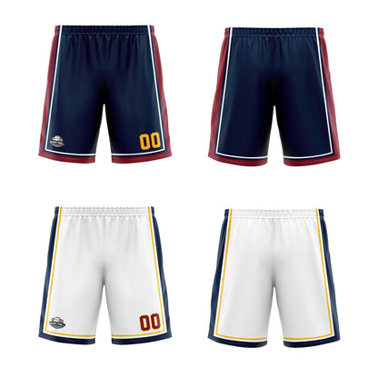 Benutzerdefinierte Marine Weiß Gelb Reversible Basketball Jersey Personalisierte Print Name Nummer Logo