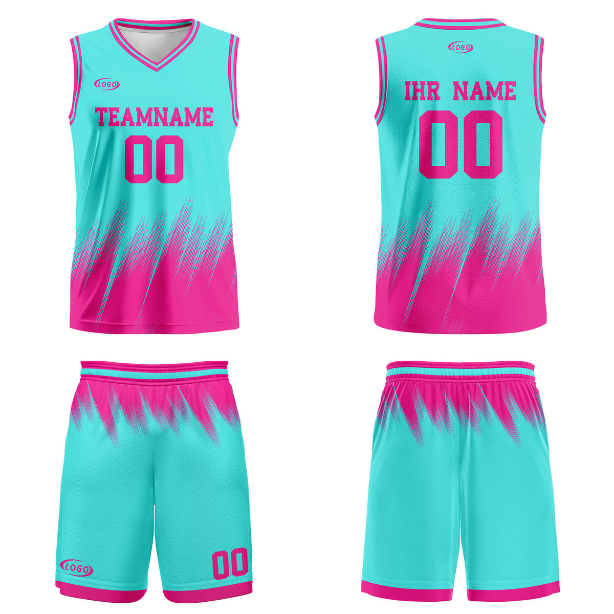 Benutzerdefinierter Petrol Pink Basketball Jersey Uniform Anzug gedruckt Ihr Logo Name Nummer