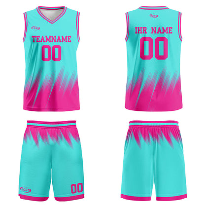 Benutzerdefinierter Petrol Pink Basketball Jersey Uniform Anzug gedruckt Ihr Logo Name Nummer