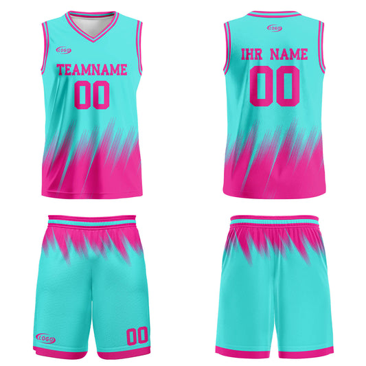 Benutzerdefinierter Petrol Pink Basketball Jersey Uniform Anzug gedruckt Ihr Logo Name Nummer