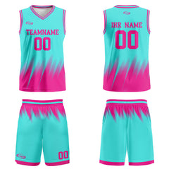 Benutzerdefinierter Petrol Pink Basketball Jersey Uniform Anzug gedruckt Ihr Logo Name Nummer